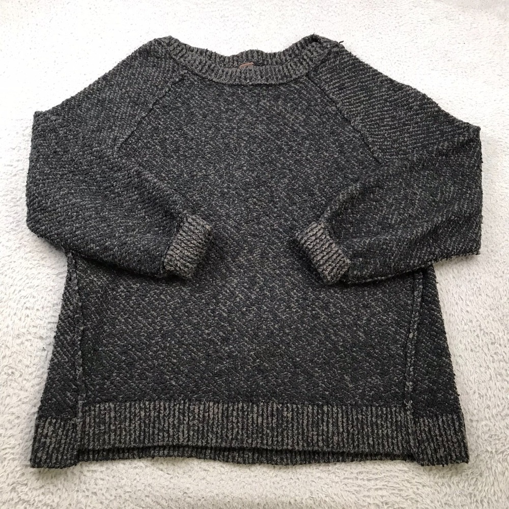 Free People Oversized Reverse Seam Chunky Sweater Womens S Gray Knit Pullover